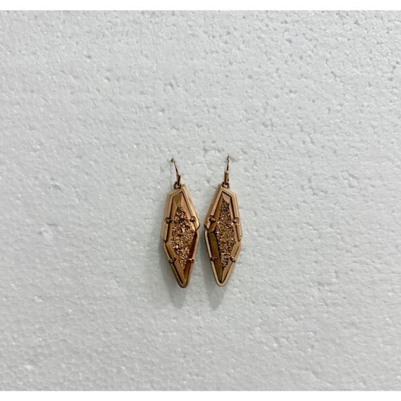 Kendra Scott Bex Rhodium, 14k-Rose Gold Plate/Drusy Agate Drop Earrings - Picture 3 of 4